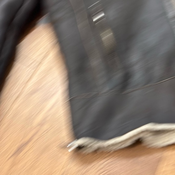 All Saint Sheering Shield Leather sheepskin suede women Jacket size 8 - Picture 7 of 15